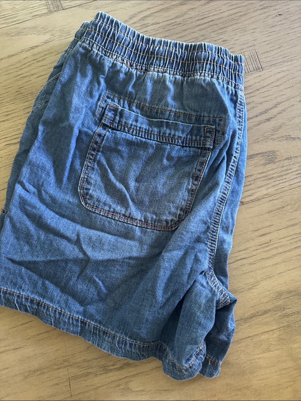 Women’s Blue Drawstring Denim Shorts - Picture 3 of 5